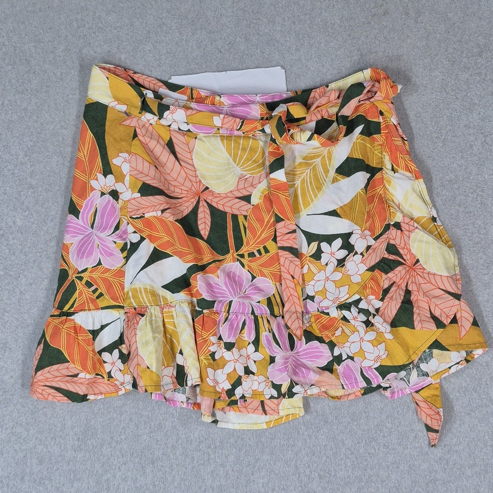 Aerie Women Skirt US S Multicolor Linen Lyocell Mini Skirt Floral NWT